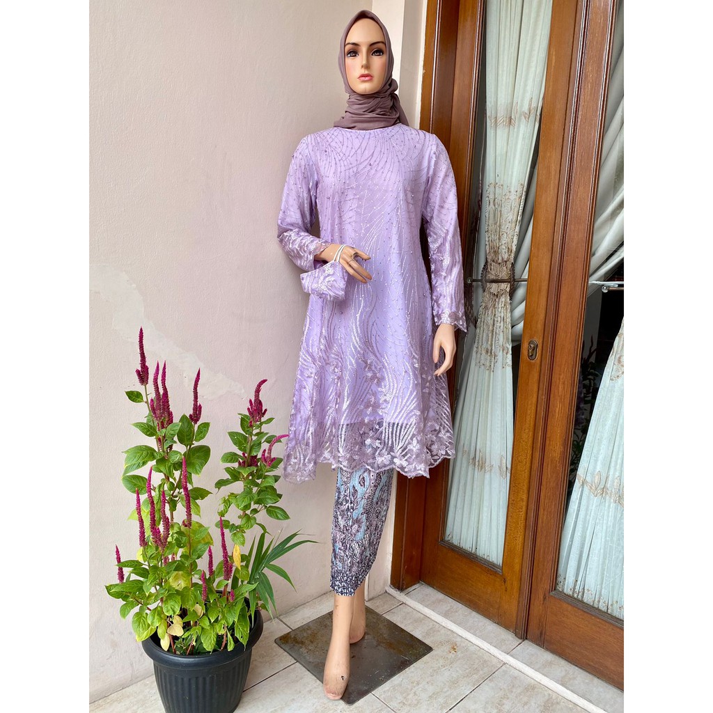 REAL PICT SET TUNIK TULLE BORDIR TIMBUL / SET KEBAYA TUNIK MUTIARA BORDIR / SET KEBAYA CASUAL