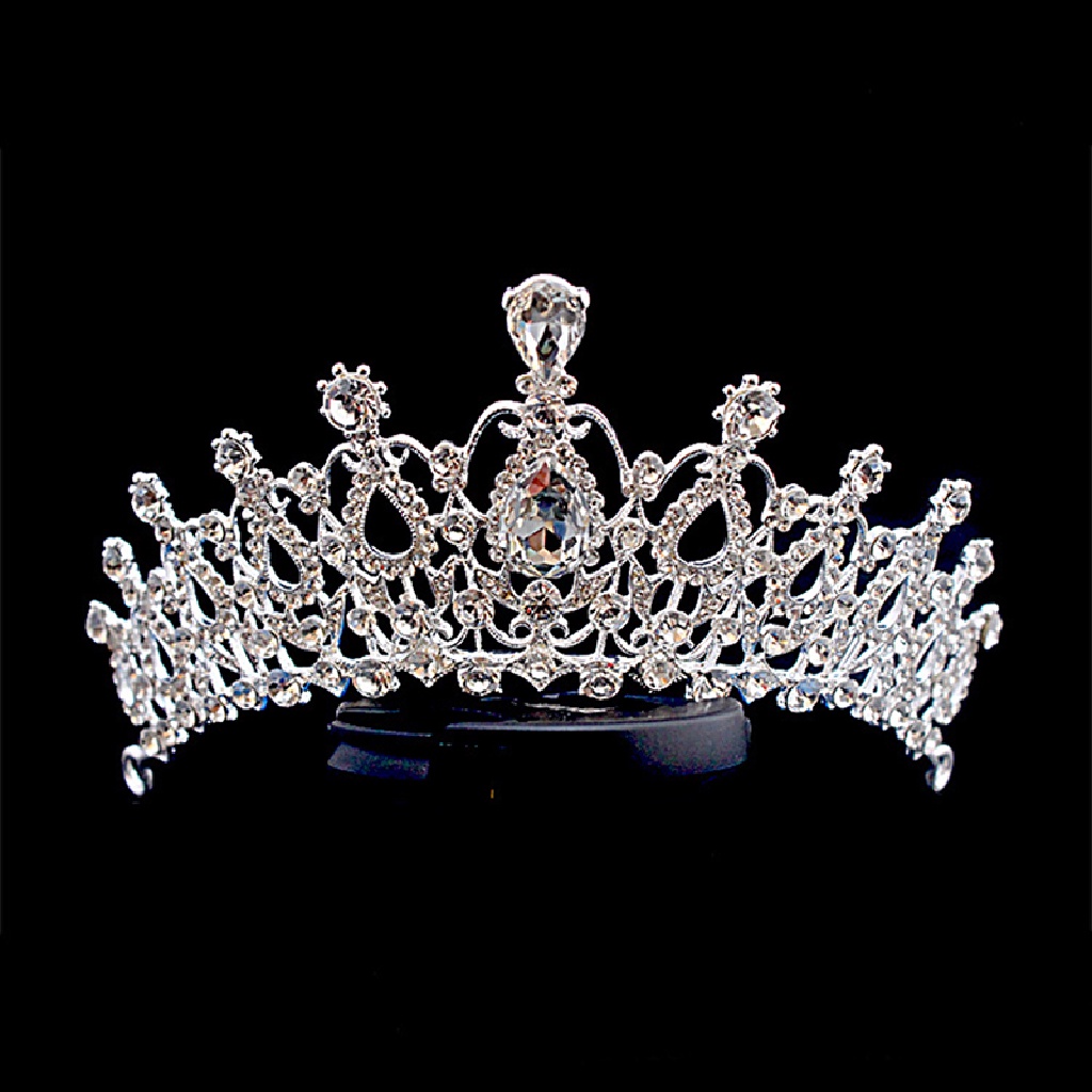 (Heavendenotation) Mahkota / Tiara Motif Bunga Aksen Kristal + Mutiara + Berlian Imitasi Untuk Wanita / Pernikahan