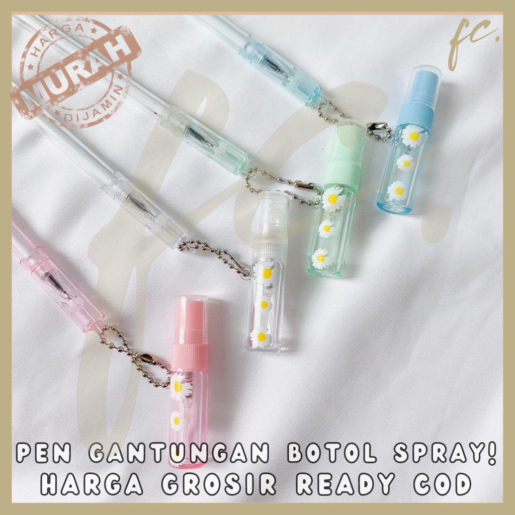 Pen / Pulpen Gel Tinta Hitam Gantungan Botol Semprot Hand Sanitizer / Parfum Clear Spray Bottle Lucu