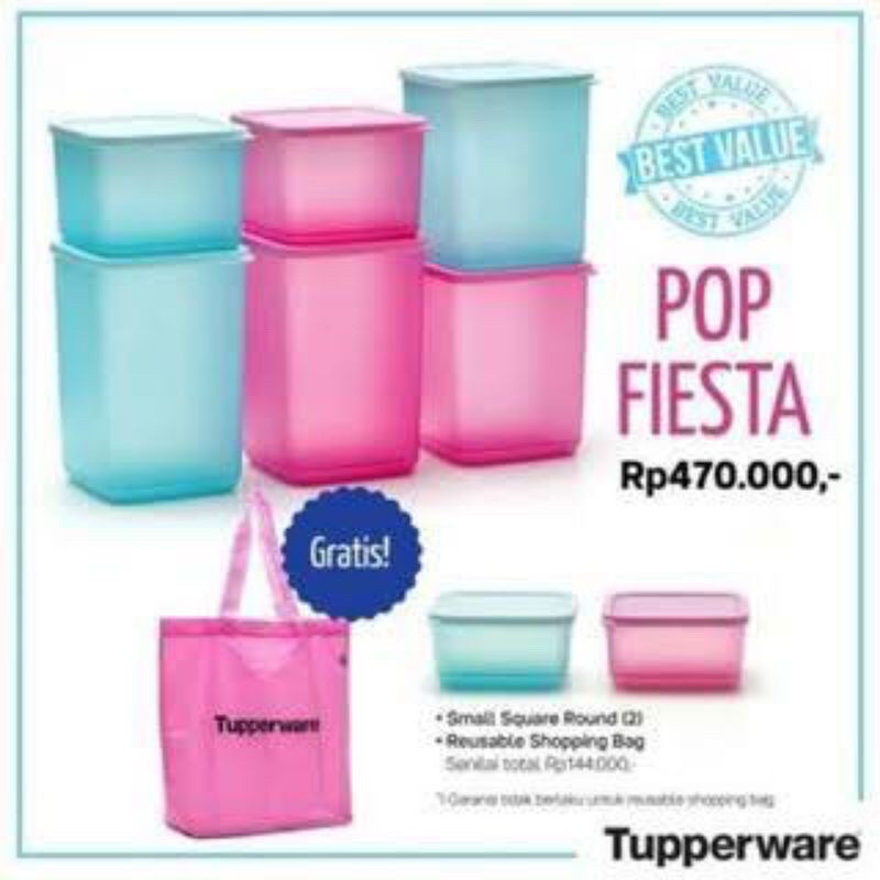 Tuperware pop fiesta set toples snack 9pcs promo