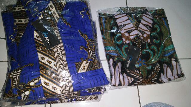 Trolistore Batik Kemeja Pria Motif Plat Biru Lengan Pendek Seragam Batik Grosir Batik Murah