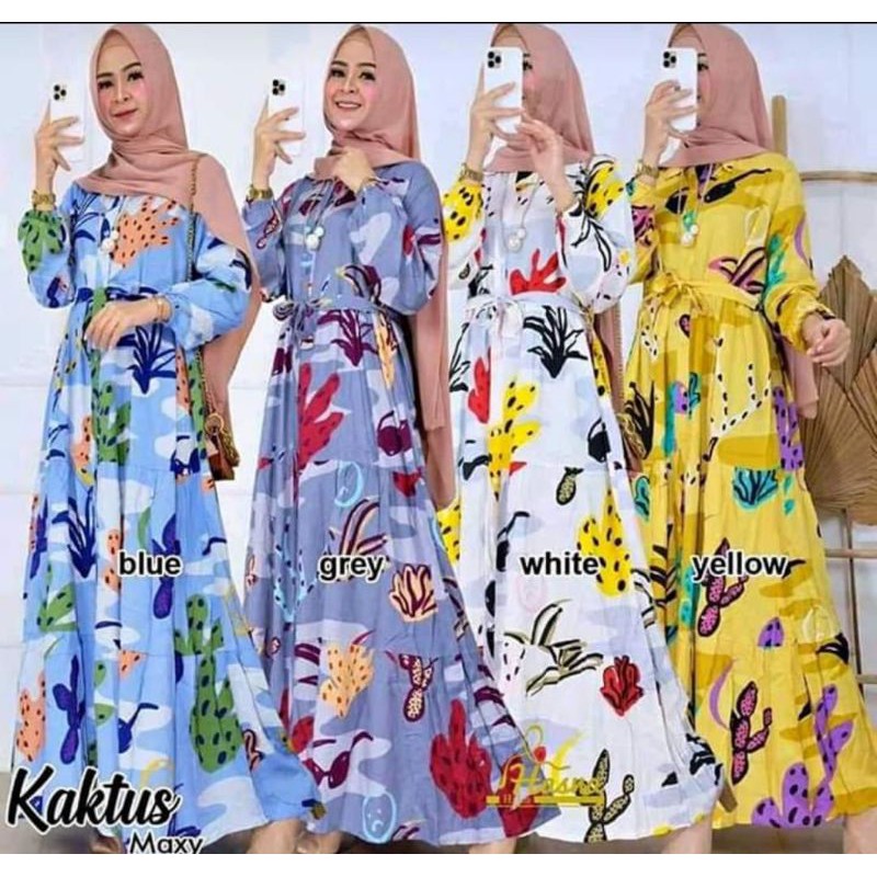 promo pakaian gamis motif kaktus 3 pcs 100.000