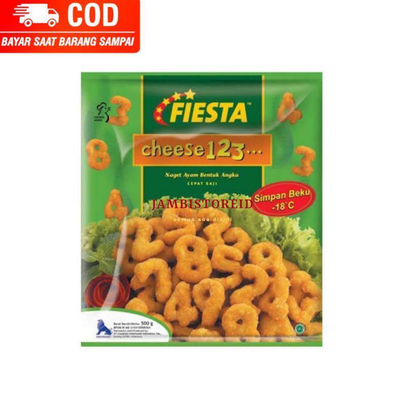 

(JAMBISTOREID) JAMBI LANGSUNG KIRIM Fiesta Cheese123 500gram Jambi Naget Ayam Bentuk Angka Frozen Food