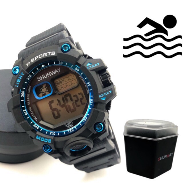 ［W.R 30M］Jam tangan Digital sport pria Anti Air 30M  S-801