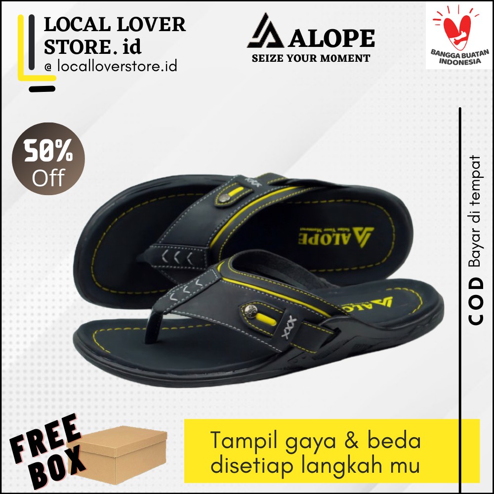 Sendal laki laki cowok pria dewasa kekinian terbaru 2021 Alope H 10