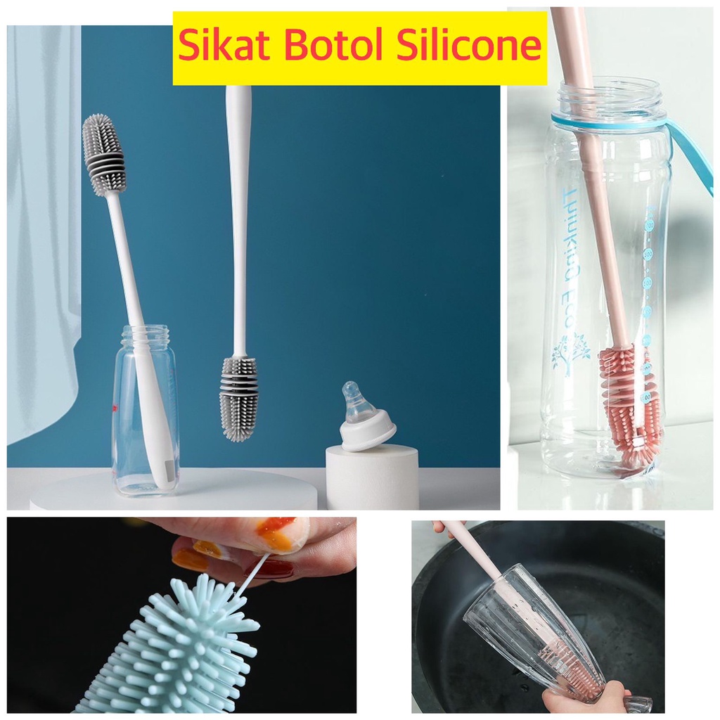 SIKAT PEMBERSIH BOTOL | SIKAT GAGANG PANJANG BAHAN SILIKON | SIKAT PEMBERSIH GELAS SILIKON GELAS SIKAT BOTOL GELAS SILIKON | BOTTLE SILICONE BRUSH GAGANG PANJANG | SIKAT PEMBERSIH BOTOL / GELAS GAGANG