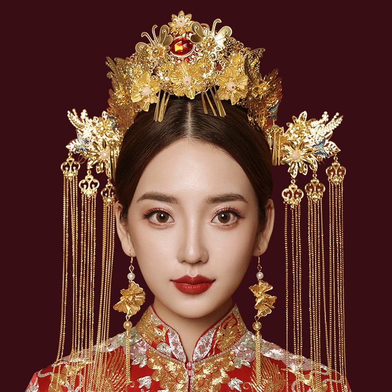  Hiasan  Rambut  Bridal Motif Burung Phoenix Corak China 
