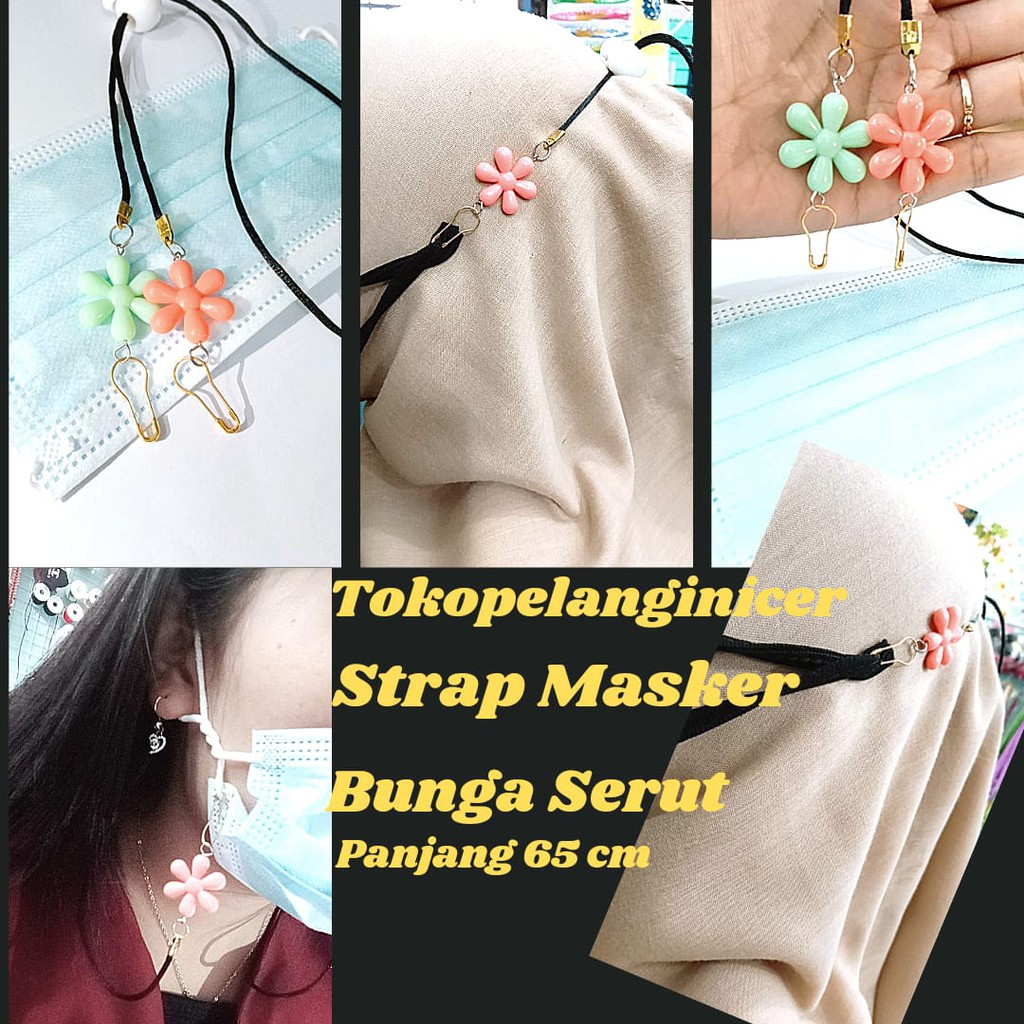 Strap Makser Korea BUNGA Strap Masker Serut / konektor masker  Strap Masker Hijab Strap Mask