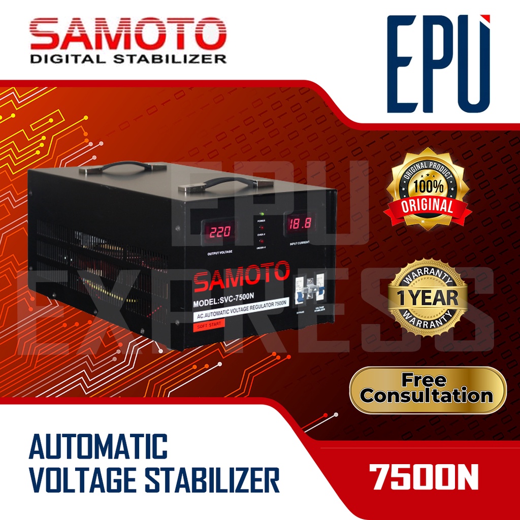 Stabilizer Samoto stabiliser 7500 VA Stavol Listrik SMT Svc Avr 7500N