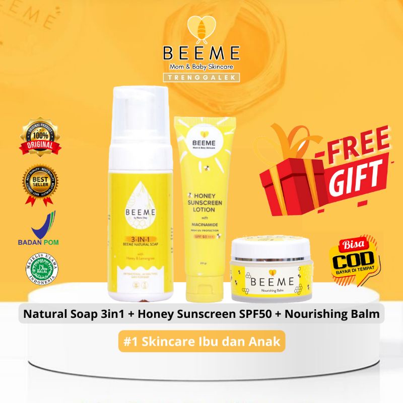 Jual Paket BEEME Nourishing Balm + Natural Soap 3in1 + Honey Sunscreen ...