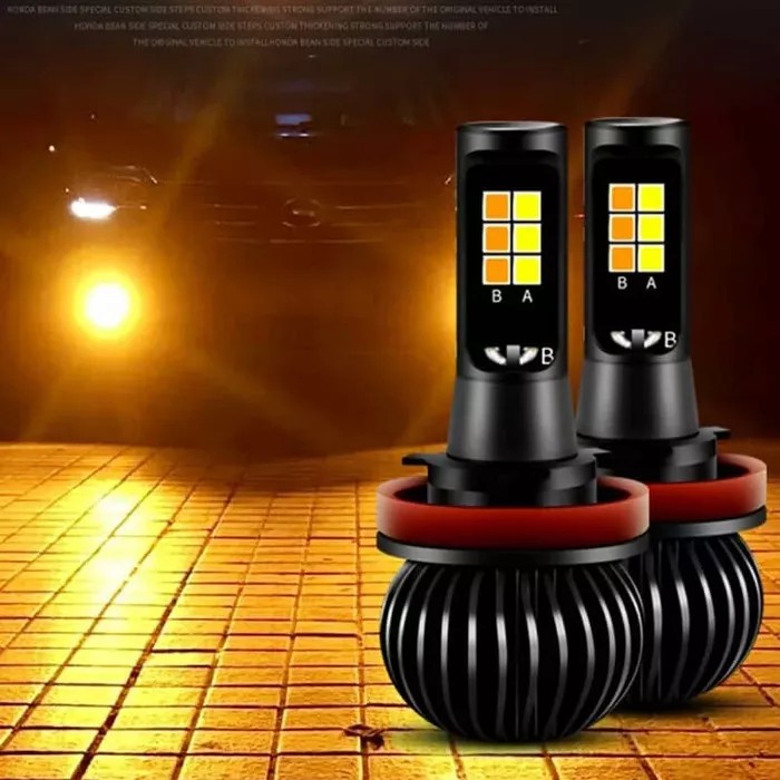 FOGLAMP H11 H8 LAMPU KABUT LED 2 WARNA WHITE YELLOW PUTIH KUNING