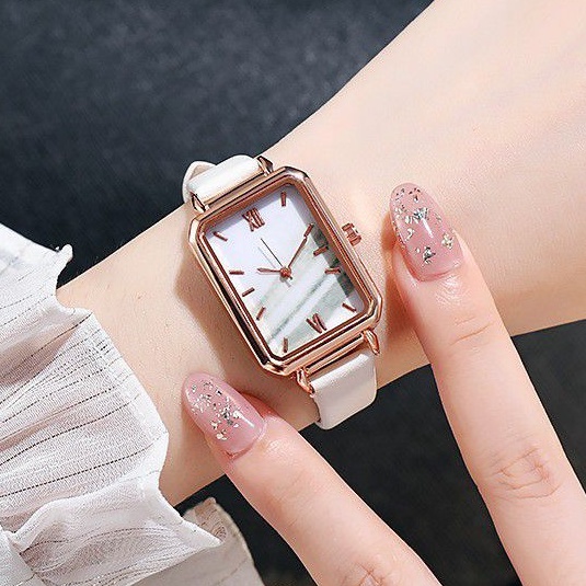 JAM TANGAN WANITA PEREMPUAN CEWEK MODEL KOTAK JAM TANGAN TALI RANTAI MODEK KOTAK UNTUK CEWEK WANITA