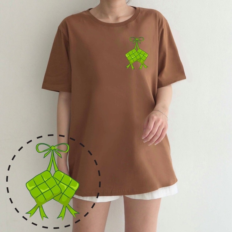 KAOS LEBARAN PENTOL L01 KETUPAT EID MUBARAK IDUL FITRI GAMBAR LUCU COUPLE COTTON COMBED GROSIR MURAH