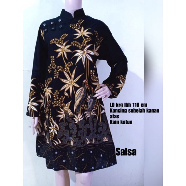 TUNIK BATIK DASAR HITAM//ATASAN BATIK WANITA//TUNIK BATIK WANITA