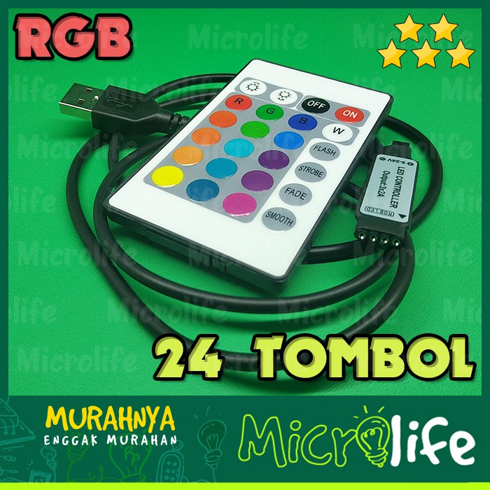 LED DIMMER RGB 24 TOMBOL REMOTE IR KEYS CONTROL