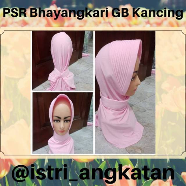 Jilbab PSR Bhayangkari Garis Banyak Kancing