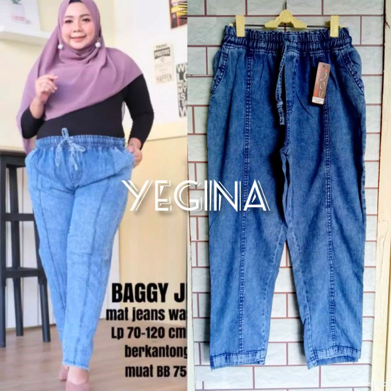 CELANA BAGGY(BB 50-110 kg)JEANS SNOW JUMBO XXXXL WANITA JAMINAN REALPIC BISA COD