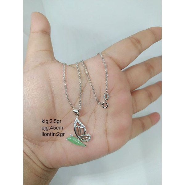 KALUNG PERAK ASLI 925 LAPIS EMAS/KALUNG RANTAI + LIONTIN CAMPUR MATA PUTIH COR/ASLI SILVER/PERHIASAN FASHION