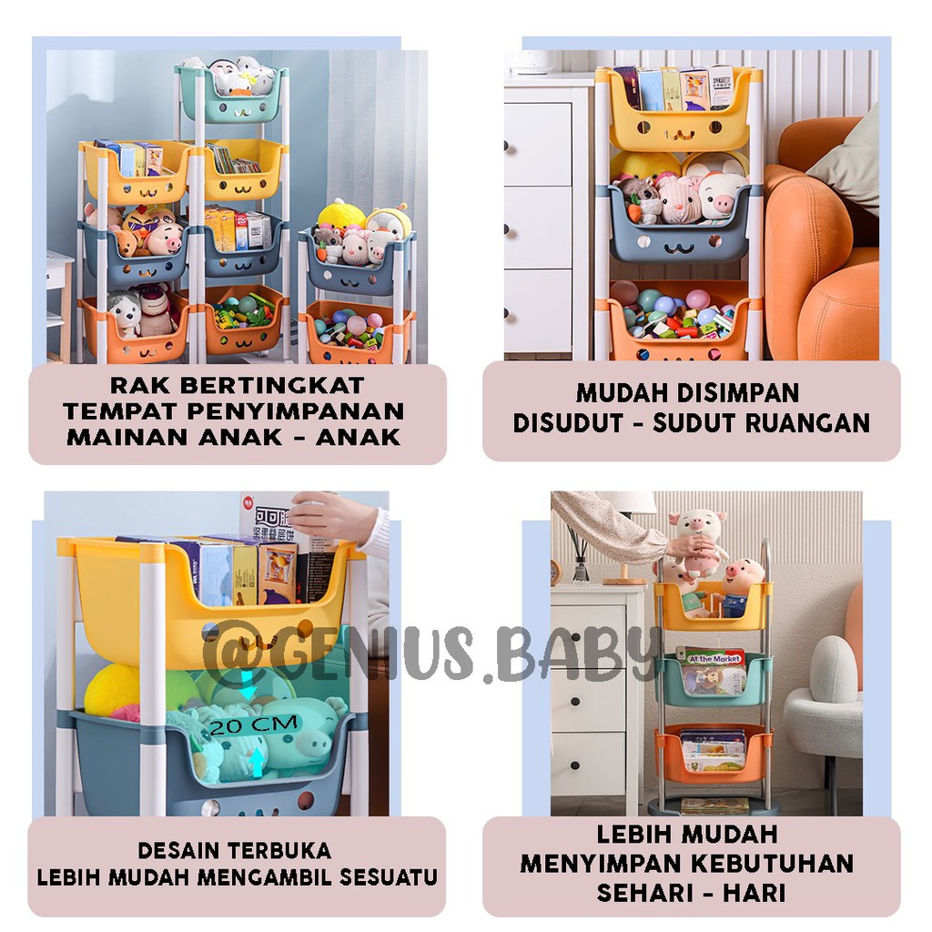 Rak Susun Rak Susun Roda Dapur Kamar Mandi Rak Mainan Anak Tempat Penyimpanan Mainan Anak