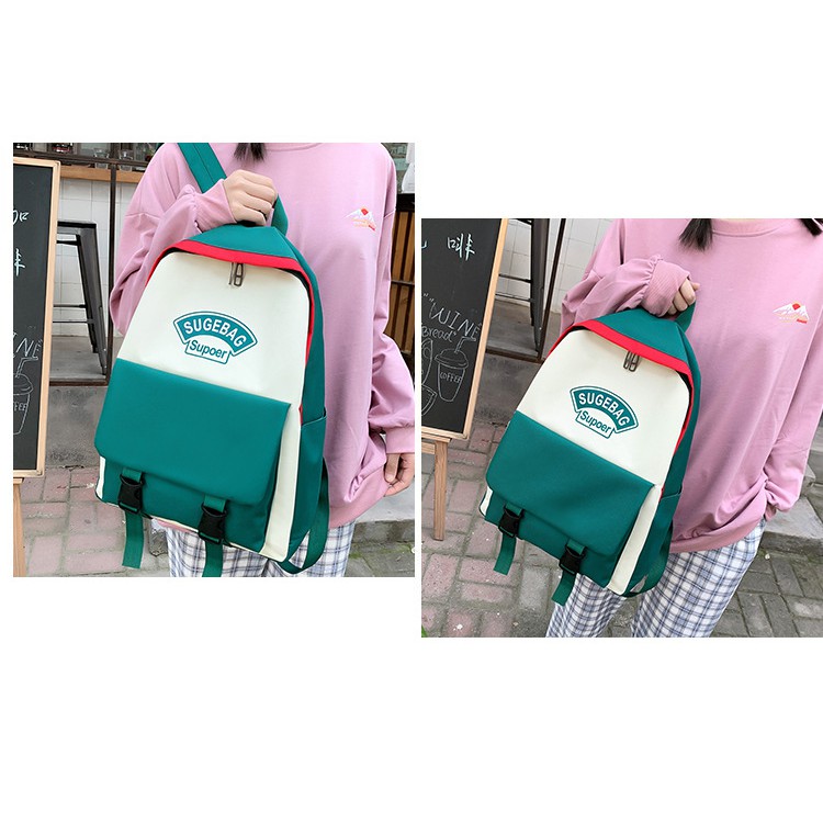 TB-61 tas sekolah kampus set 4 pcs ransel wanita import korea jepang besar backpack