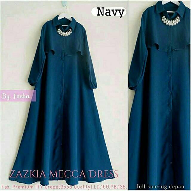 Zazkia Mecca Dress, DRESS MUSLIM, baju wanita, baju gamis, dress, gamis, Baju gamis, fashion wanita