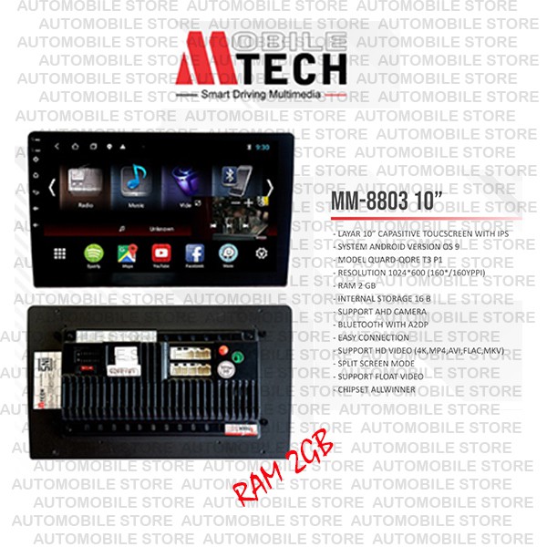 Mtech Android 10 inch Head Unit Universal 2GB IPS