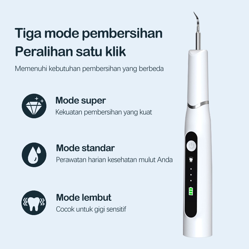 Alat Pembersih Karang Gigi Dental Scaling Sonic Elektrik 1 Set 3 Modes Perawatan Dan Pembersih Karang Gigi Dental Remover With Light