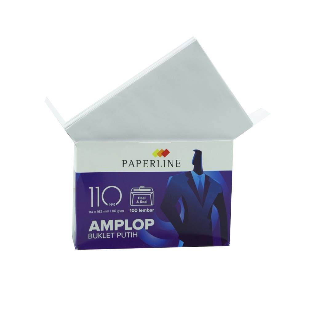 Amplop DL Putih Polos PAPERLINE 110 isi 100 (114 x 162 mm) 80 Gram Gsm