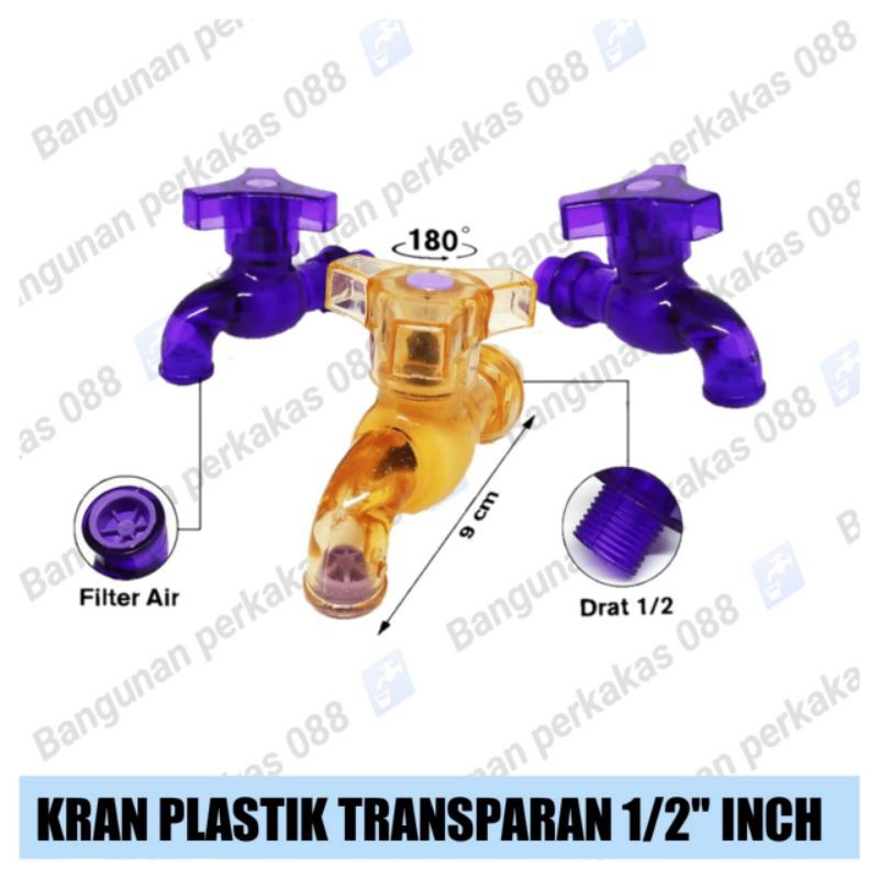 KRAN PVC TRANSPARAN / KERAN PLASTIK  1/2&quot;MURAH / KRAN AIR BAGUS