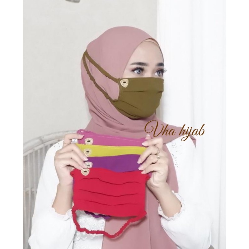 SALE...VHA | Masker POLOS 2Lapis Kriwil