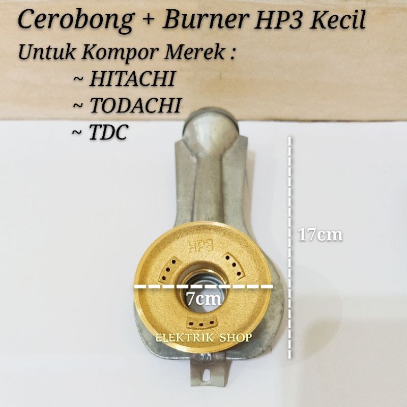 CEROBONG + BURNER KUNINGAN KOMPOR GAS HITACHI TODACHI TDC DLL BAHAN TEBAL