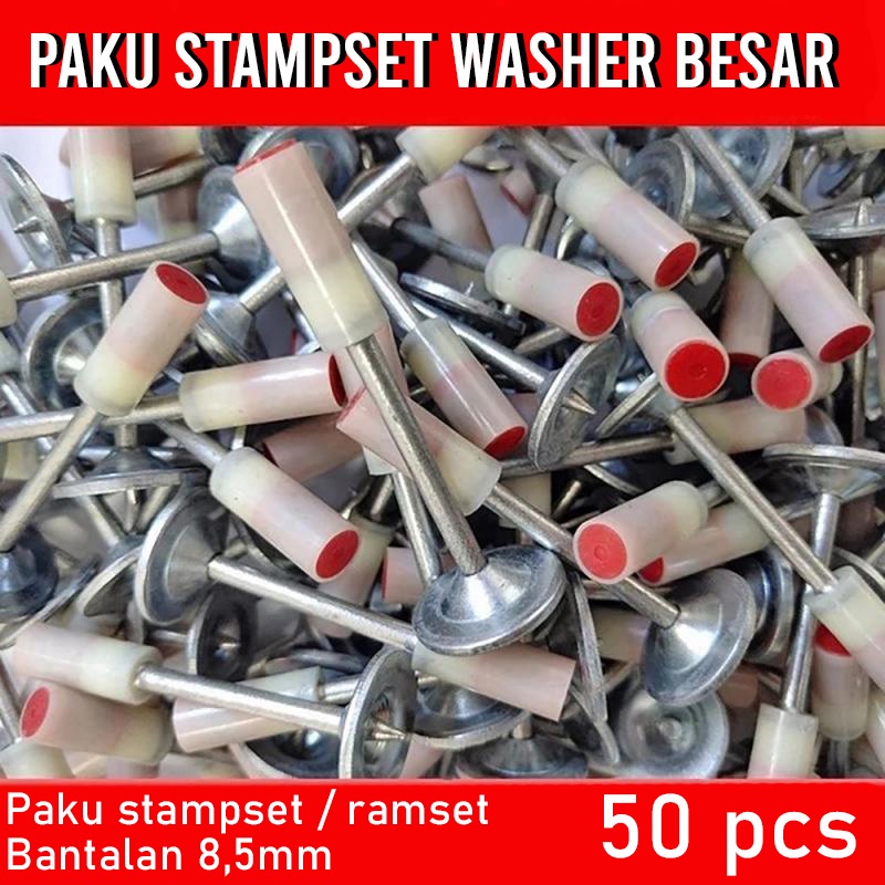 Paku Washer besar Paku Stampset 50pc paku beton refil paku baja plafond