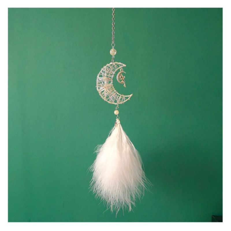 0Gantungan spion Gantungan Dream Catcher Handmade Warna Putih untuk Kaca Spion Mobil Dream Catcher Car Pendant | Gantungan Pajangan Kaca Spion Tengah Mobiil moon bulan