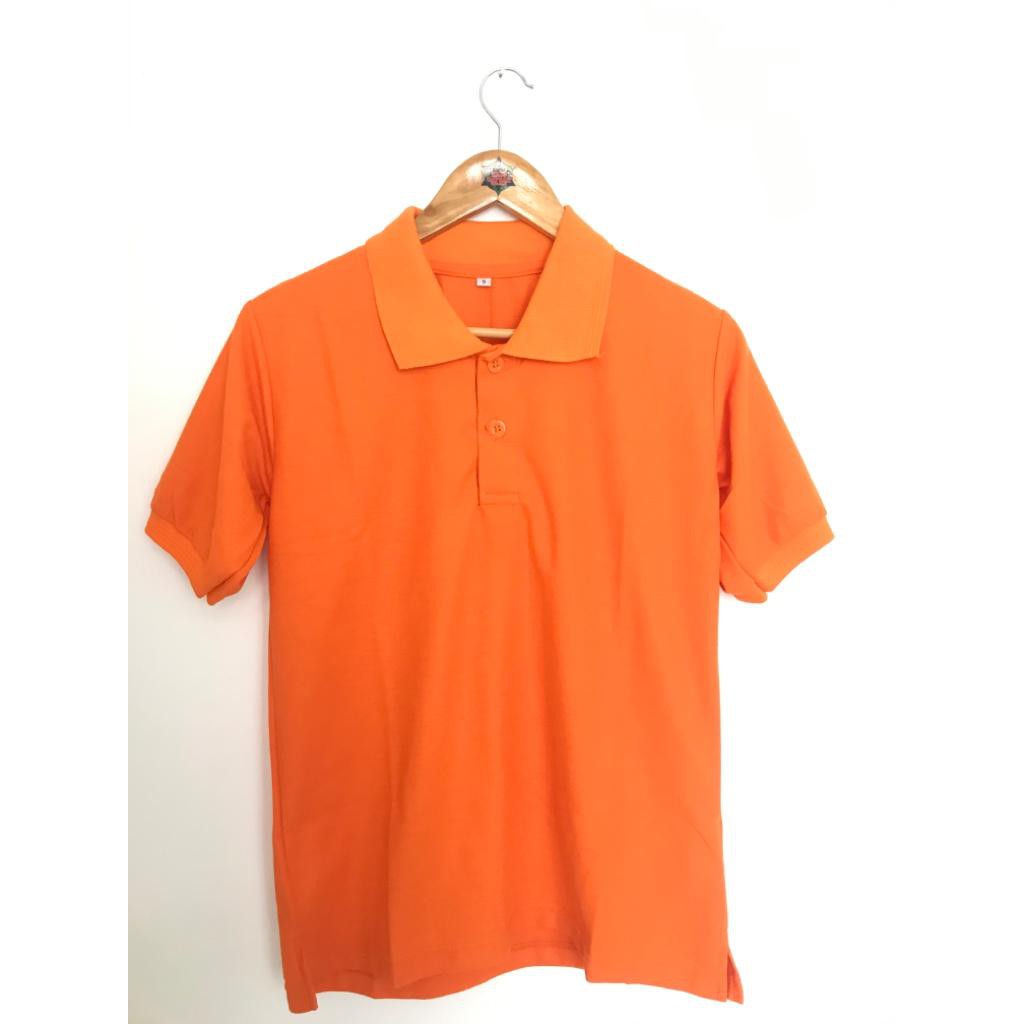 Jual Polo Shirt Pria Warna Orange Baju Kaos Kerah Polos Bahan Lacoste