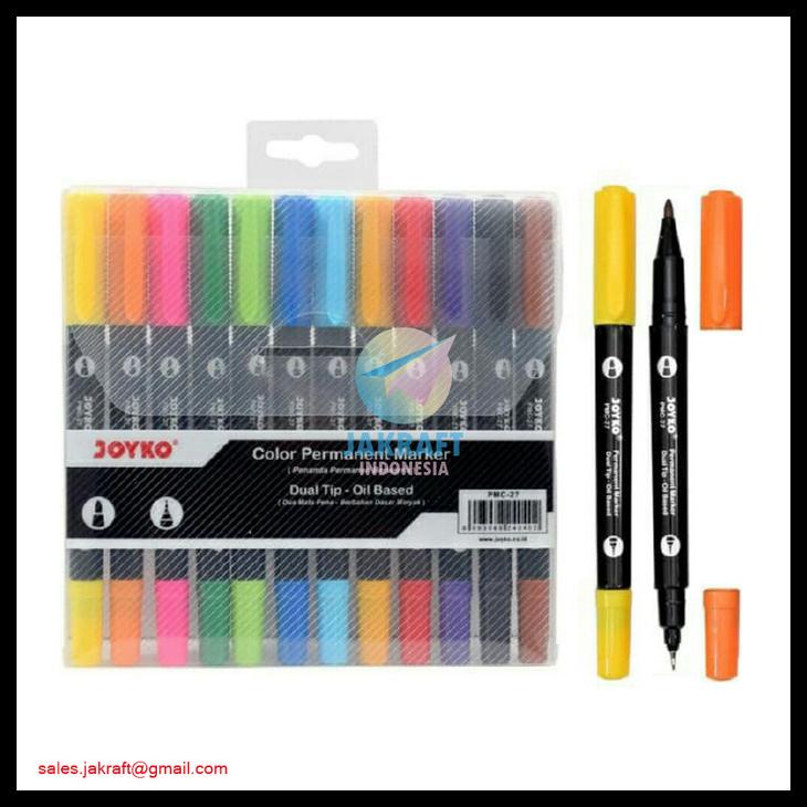 

Spidol Permanen 12 Warna 2 In 1 Joyko Pmc-27 Color Permanent Marker Kode 836