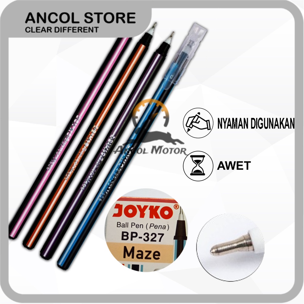 

4 Pcs Joyko Pulpen BP-327 Maze Pena Ball Point Pen 0.7 mm Hitam Satuan