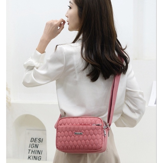 TAS SELEMPANG WANITA 5 RESLETING PINK NASATY TA469P3 IMPORT KOREA FASHION SLING BAG CEWEK MURAH KEKINIAN PREMIUM BATAM PESTA BRANDED