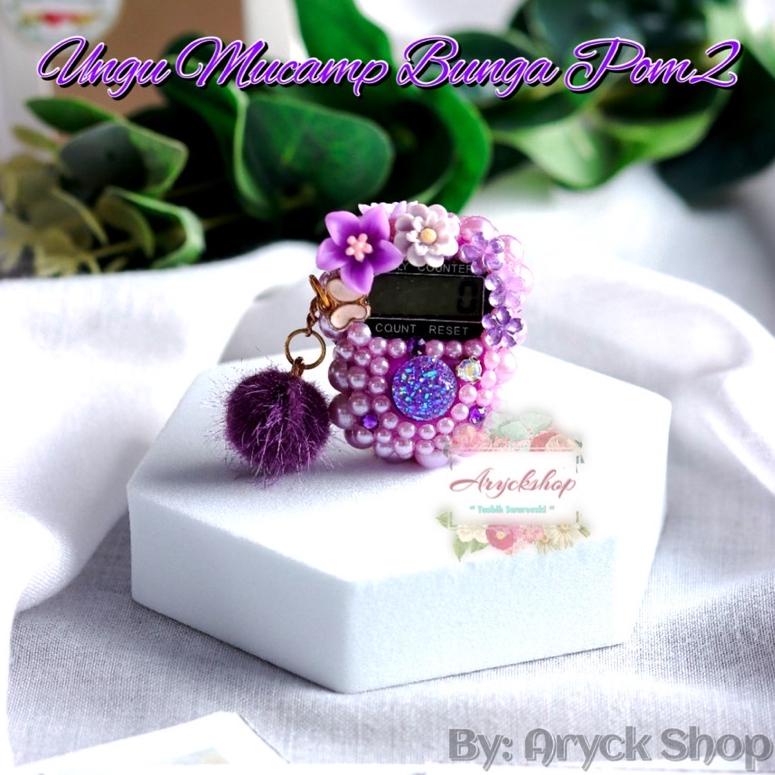 [KODE PRODUK MQGKB7362] UNGU MUCAM BUNGA POM2 Tasbih digital Swarovski bling Blink Alat Dzikir Souve