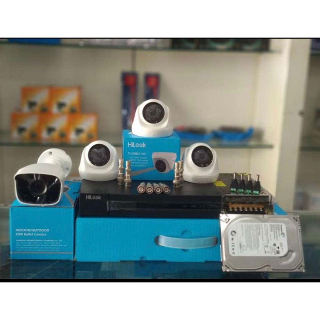 Paket CCTV HiLook by Hikvision 2MP 4 Kamera HDD 1TB Siap Pasang