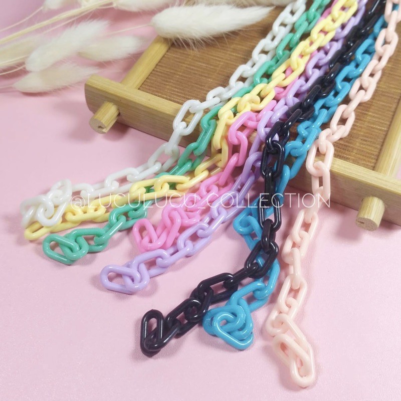 Rantai Plastik D / Rantai Plastik Warna Warni / Rantai Akrilik Bahan Strap Masker / Acrylic Chain