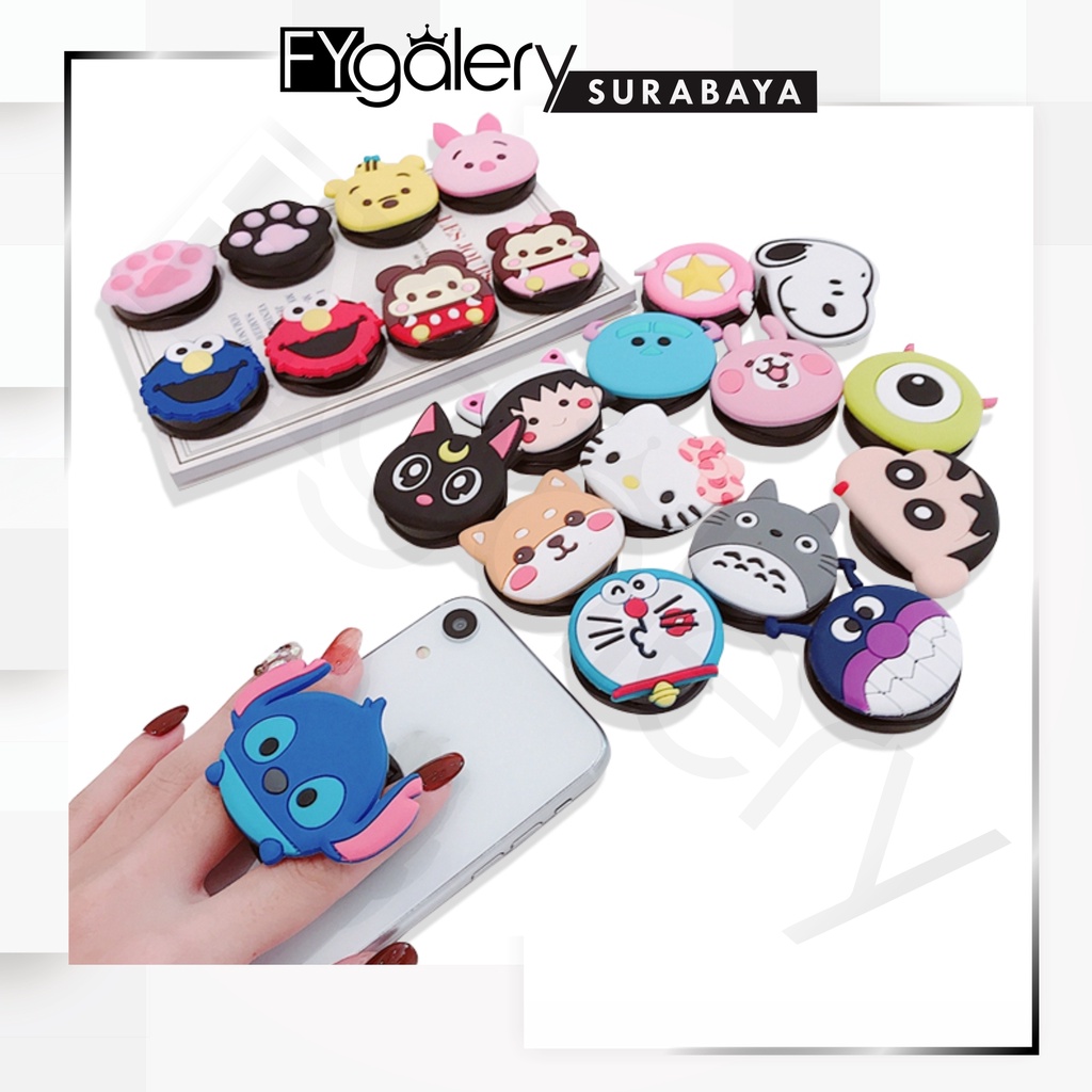 FYGALERYSURABAYA Pop Socket Karakter Cartoon 3D  Phone Holder Aksesoris HP Popsocket PVC