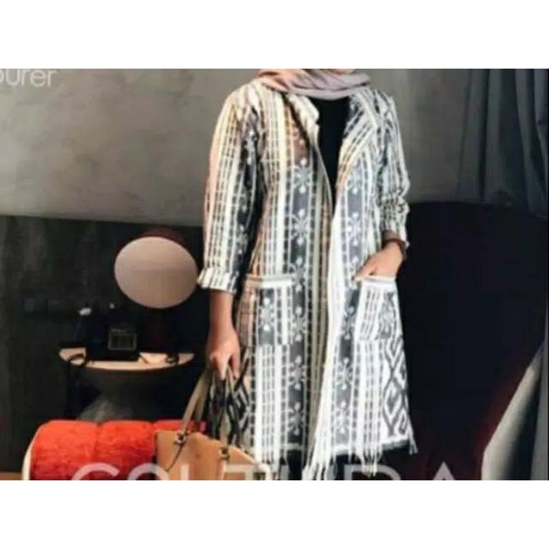 outer baju tenun toraja white