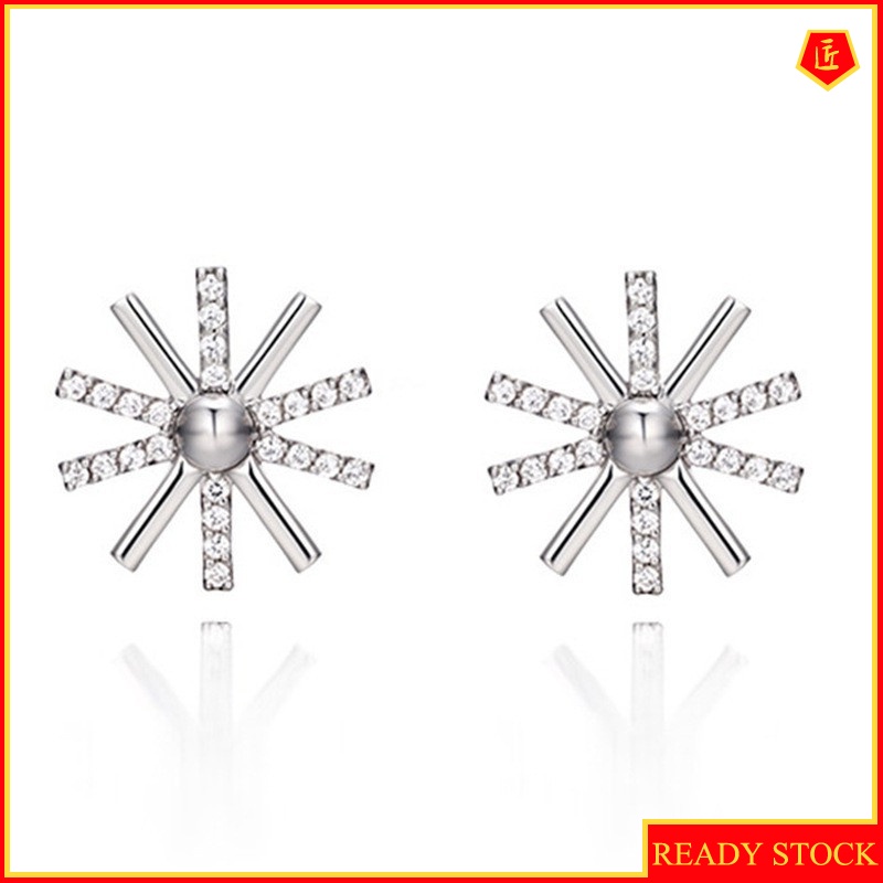 [Ready Stock]Silver Daisy Micro Rhinestone Stud Earrings