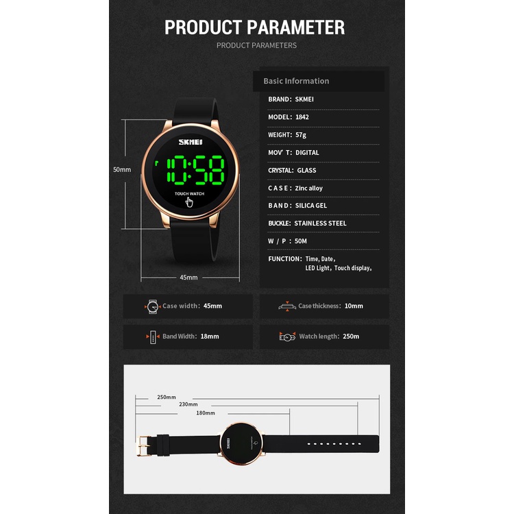 Jam Tangan Pria SKMEI Digital 1842 Men LED rubber Jam Tangan LED SKMEI