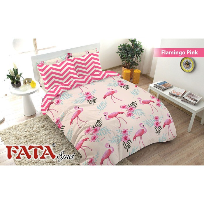 SPREI FATA MOTIF FLAMINGO PINK 180 X 200