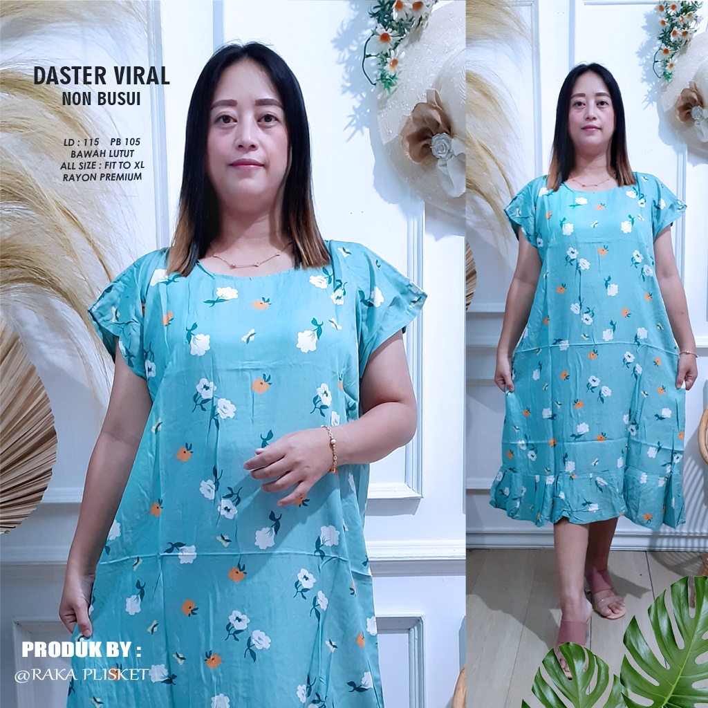 DASTER RUFFLE | DASTER VIRAL MOTIF | DASTER KEKINIAN | DASTER RAYON MURAH BAWAH LUTUT NON BUSUI-MOTIF 12