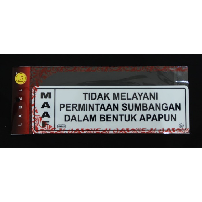 

Promo PAPAN LABEL AKRILIK TULISAN TIDAK MELAYANI SUMBANGAN BESAR