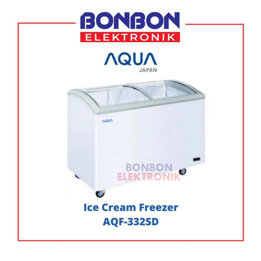 AQUA Sliding Curve Glass Freezer 260L AQF-262SD / AQF 262 SD ICE CREAM FREEZER