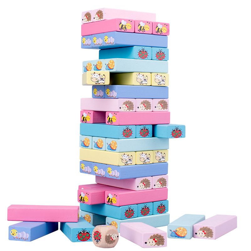 SALE MAINAN EDUKASI ANAK Mainan Kayu Anak-Stack High Blocks 51 pcs SUSUN BLOCKS