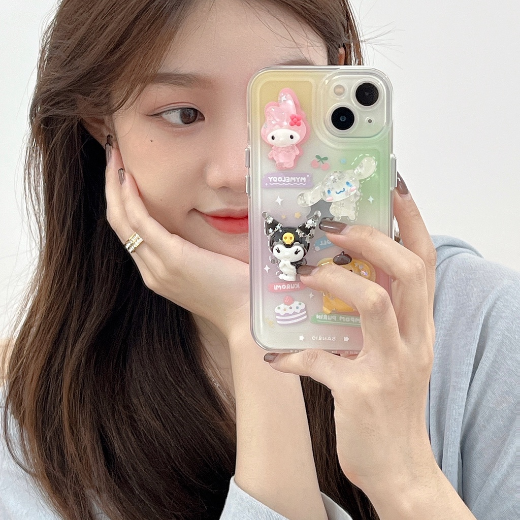 Case Desain Sanrio 3D Kuromi My Melody Cinnamoroll Untuk Iphone 11 12 13 Mini Pro Max X Xs Xr 7 8 Plus SE 2020